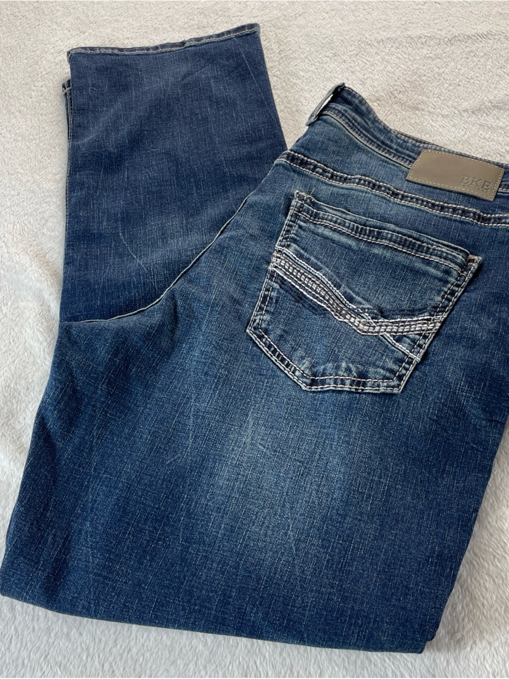 Buckle BKE Jeans Mens 36x30 Blue Denim Nolan Stitch Whisker Straight NWOT